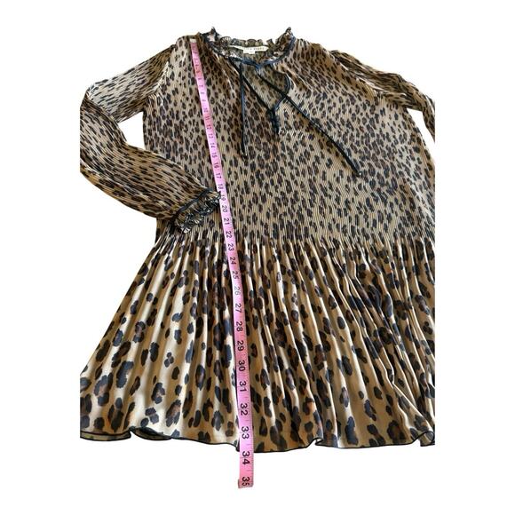 Veronica Beard Luvie Leopard Print Pleated Crepe Shift Dress Size 10 - Picture 9 of 9
